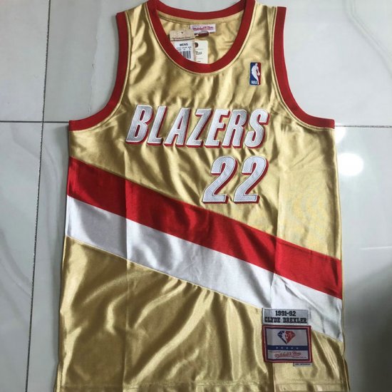 NBA 22 Drexler blazers 1991-92 authentique Maillot gold